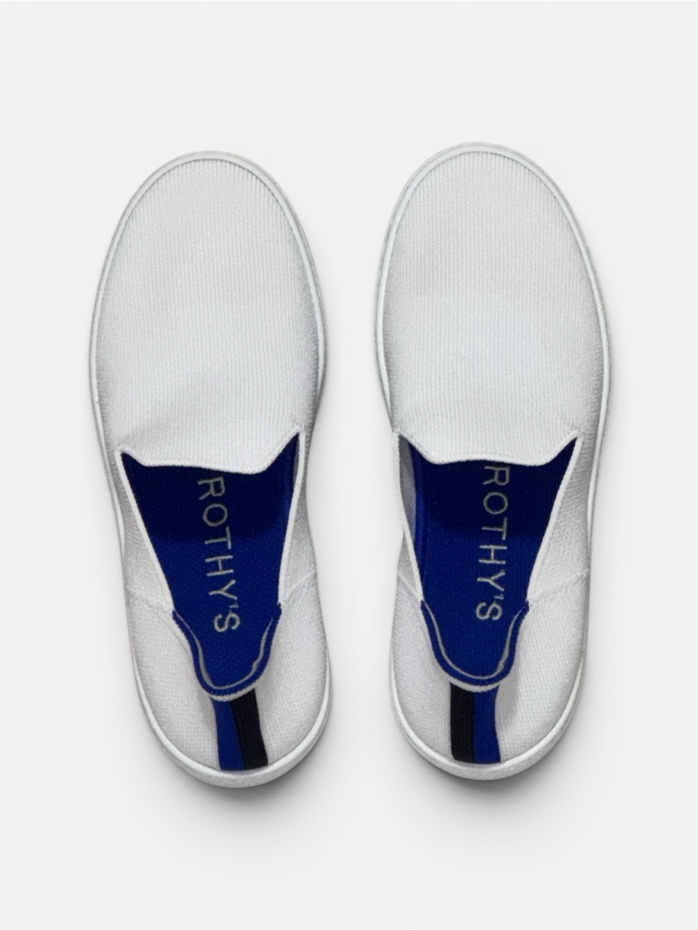 Rothy's The Original White Slip-On Sneakers with Navy Insole Women Sz 5